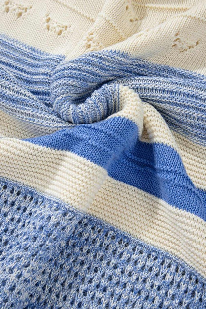 Contrast Round Neck Long Sleeve Sweater - Love Salve 