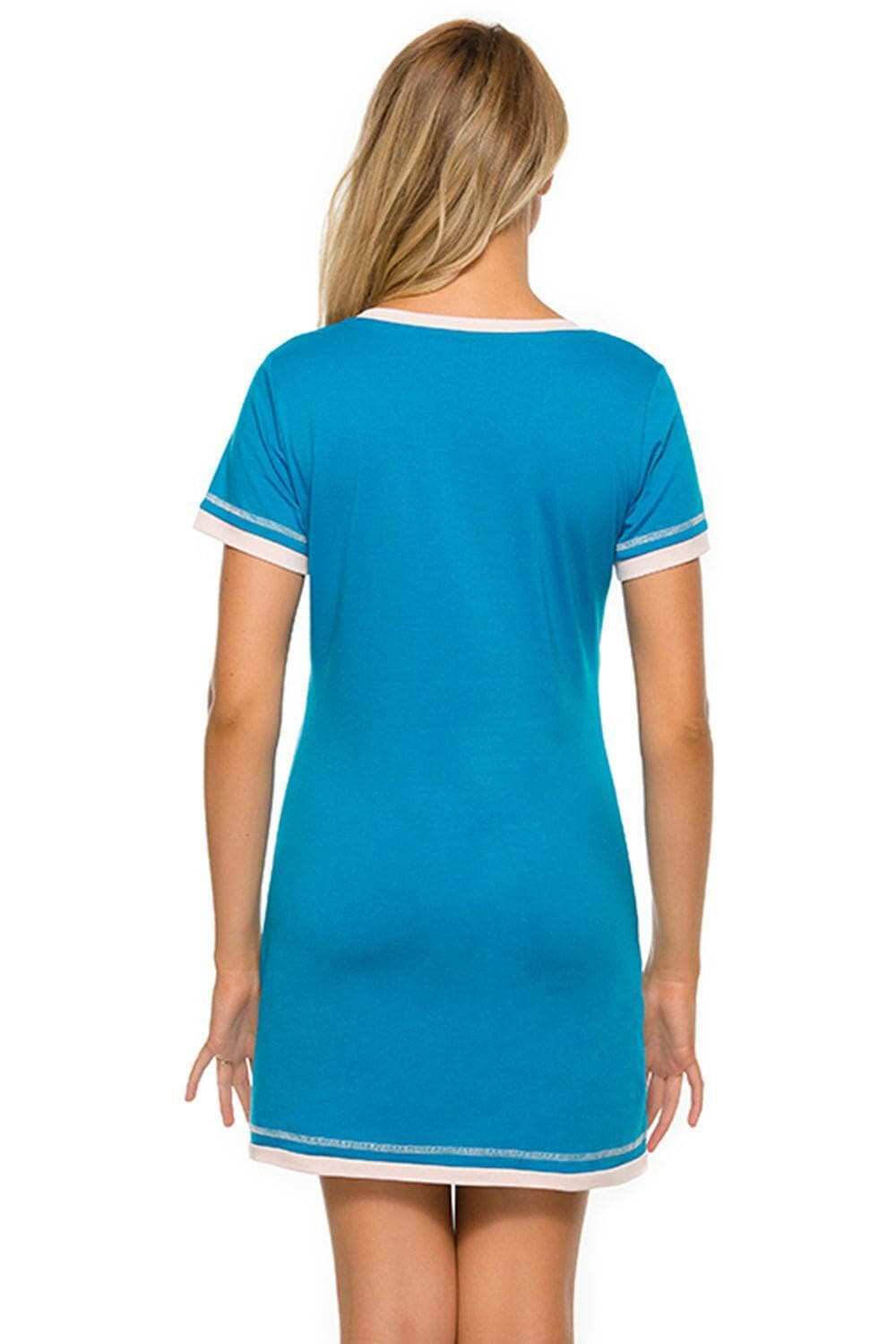 Cozy Chic Short Sleeve Lounge Dress with Contrast DetailCozy Chic Short Sleeve Lounge Dress with Contrast Detail
 Experience the perfect blend of style and comfort with our Cozy Chic Lounge Dress featuring a unique contraLove Salve Cozy Chic Short Sleeve Lounge Dressswimwear