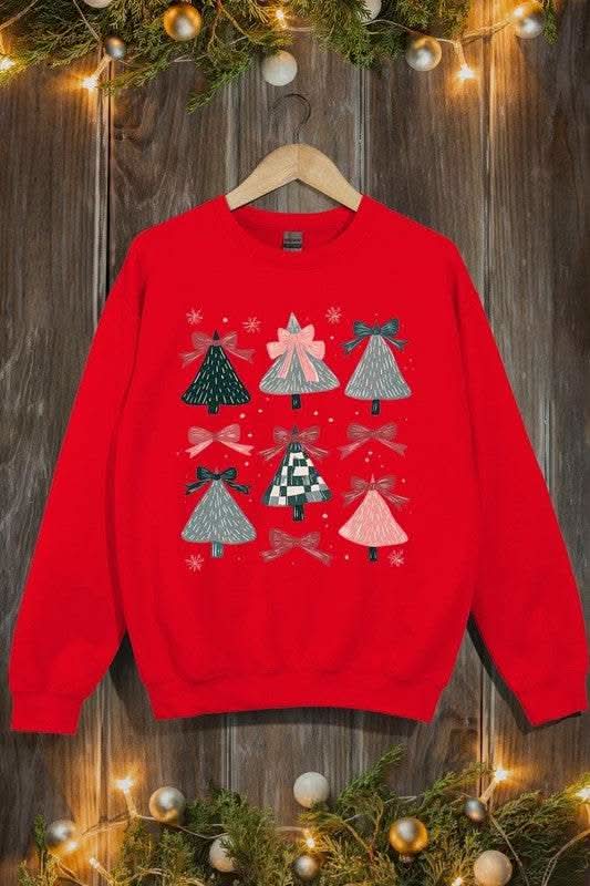 Coquette Christmas Tree Graphic Fleece Sweatshirts - Love Salve 