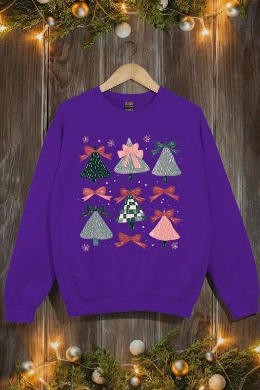Coquette Christmas Tree Graphic Fleece Sweatshirts - Love Salve 