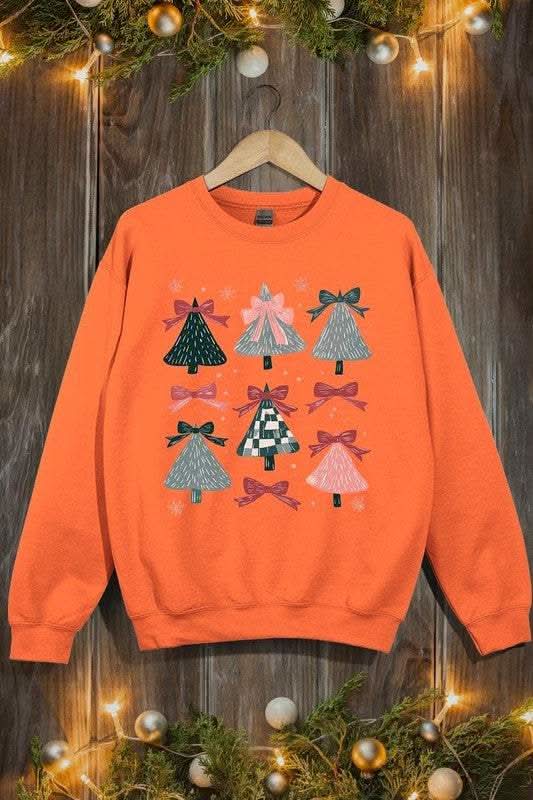 Coquette Christmas Tree Graphic Fleece Sweatshirts - Love Salve 