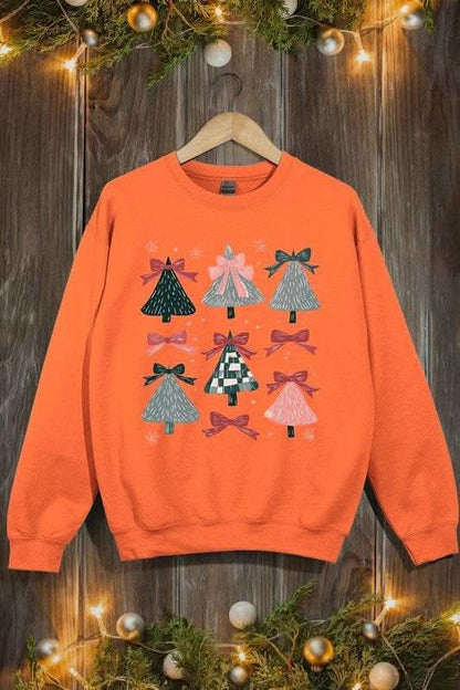 Coquette Christmas Tree Graphic Fleece Sweatshirts - Love Salve 