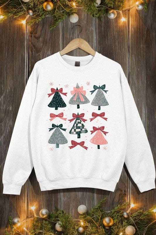 Coquette Christmas Tree Graphic Fleece Sweatshirts - Love Salve 