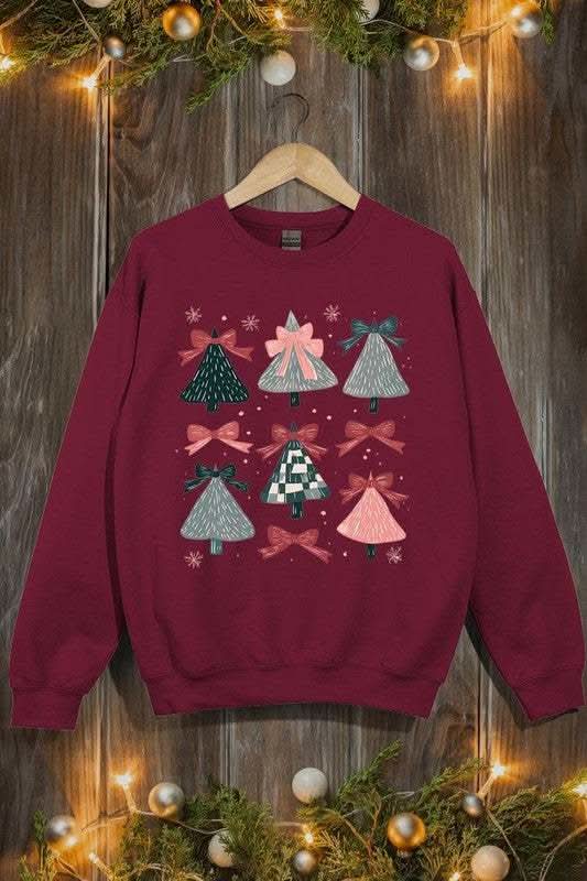 Coquette Christmas Tree Graphic Fleece Sweatshirts - Love Salve 