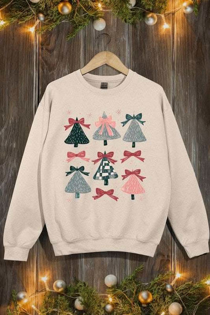 Coquette Christmas Tree Graphic Fleece Sweatshirts - Love Salve 