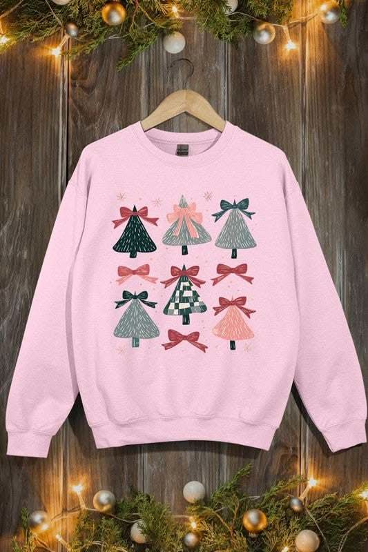 Coquette Christmas Tree Graphic Fleece Sweatshirts - Love Salve 