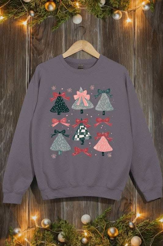 Coquette Christmas Tree Graphic Fleece Sweatshirts - Love Salve 