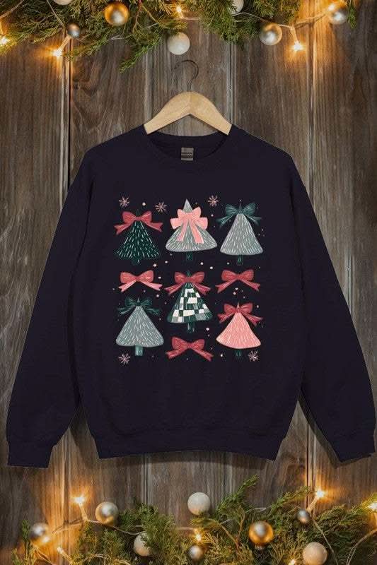 Coquette Christmas Tree Graphic Fleece Sweatshirts - Love Salve 