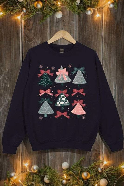 Coquette Christmas Tree Graphic Fleece Sweatshirts - Love Salve 