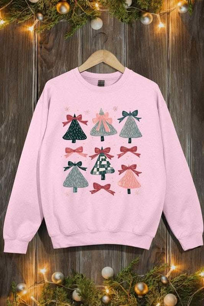 Coquette Christmas Tree Graphic Fleece Sweatshirts - Love Salve 