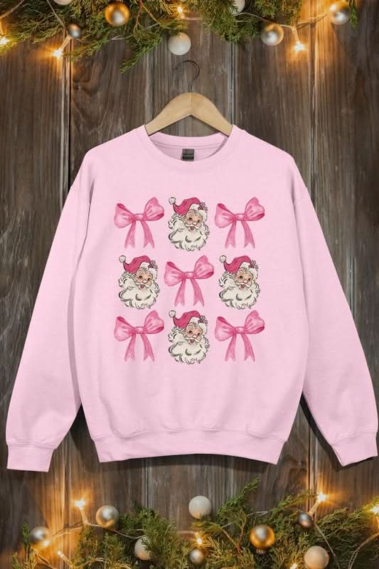 Coquette Pink Christmas Graphic Fleece Sweatshirts - Love Salve 