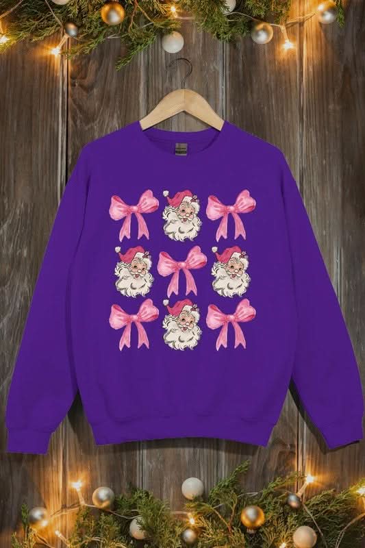 Coquette Pink Christmas Graphic Fleece Sweatshirts - Love Salve 