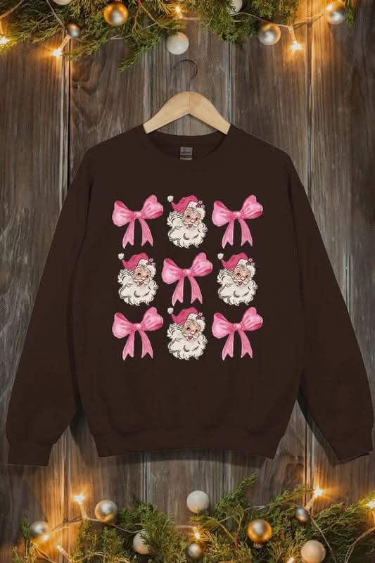 Coquette Pink Christmas Graphic Fleece Sweatshirts - Love Salve 