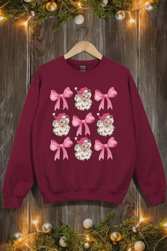 Coquette Pink Christmas Graphic Fleece Sweatshirts - Love Salve 