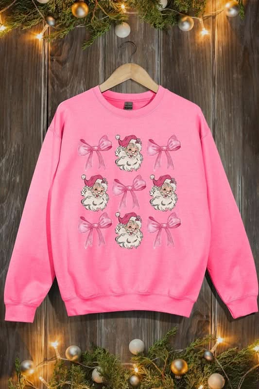 Coquette Pink Christmas Graphic Fleece Sweatshirts - Love Salve 