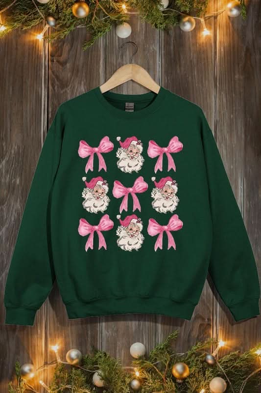 Coquette Pink Christmas Graphic Fleece Sweatshirts - Love Salve 