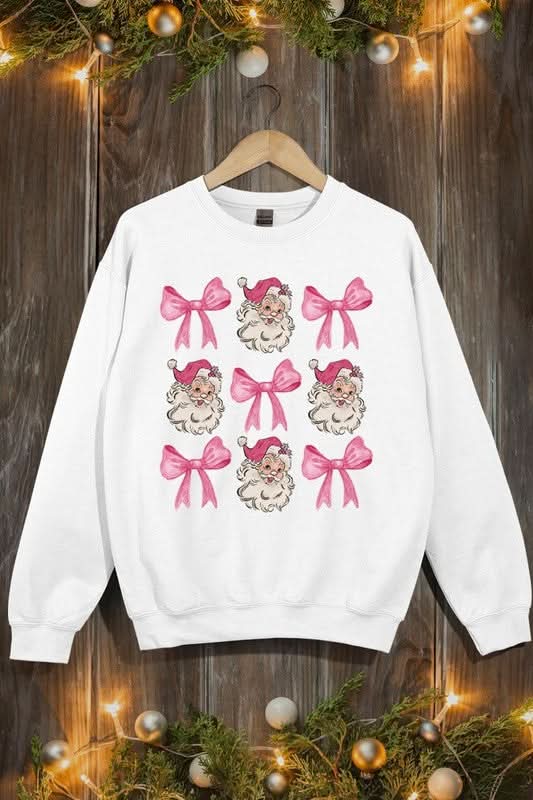 Coquette Pink Christmas Graphic Fleece Sweatshirts - Love Salve 