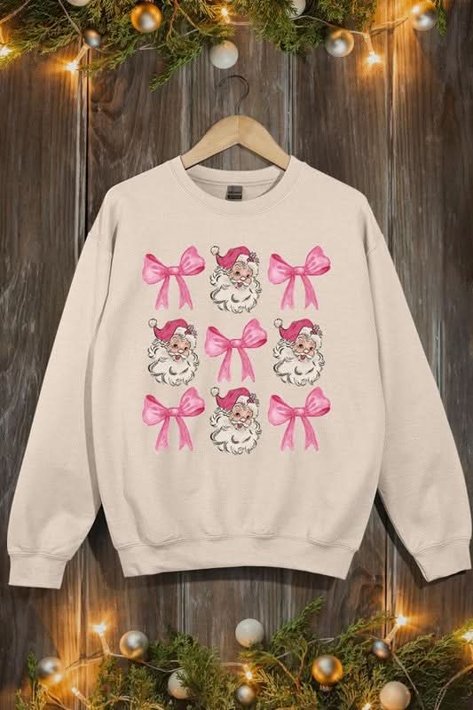 Coquette Pink Christmas Graphic Fleece Sweatshirts - Love Salve 