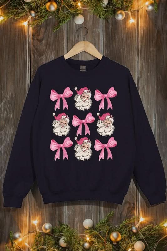 Coquette Pink Christmas Graphic Fleece Sweatshirts - Love Salve 