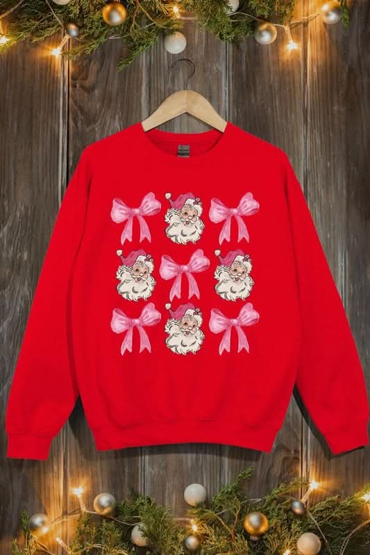 Coquette Pink Christmas Graphic Fleece Sweatshirts - Love Salve 