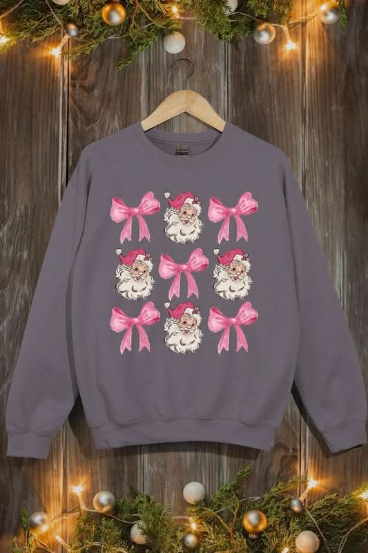 Coquette Pink Christmas Graphic Fleece Sweatshirts - Love Salve 