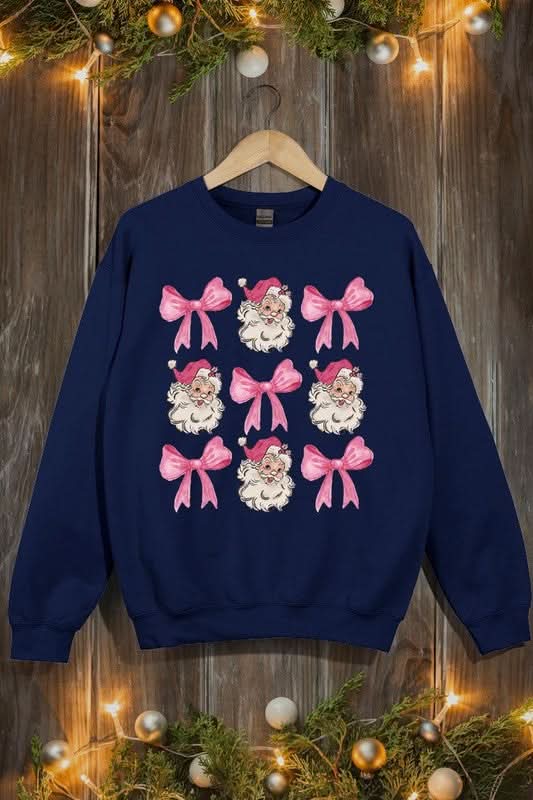 Coquette Pink Christmas Graphic Fleece Sweatshirts - Love Salve 