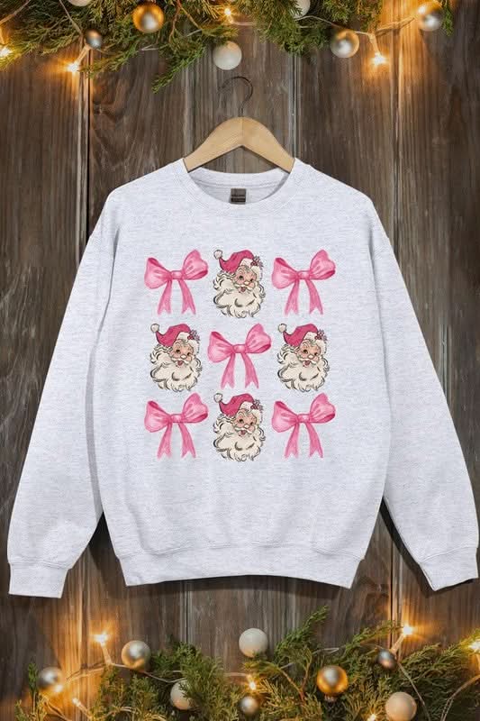 Coquette Pink Christmas Graphic Fleece Sweatshirts - Love Salve 