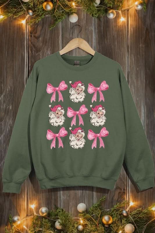 Coquette Pink Christmas Graphic Fleece Sweatshirts - Love Salve 