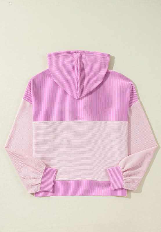 Corded Color Block Drawstring Hoodie - Love Salve 