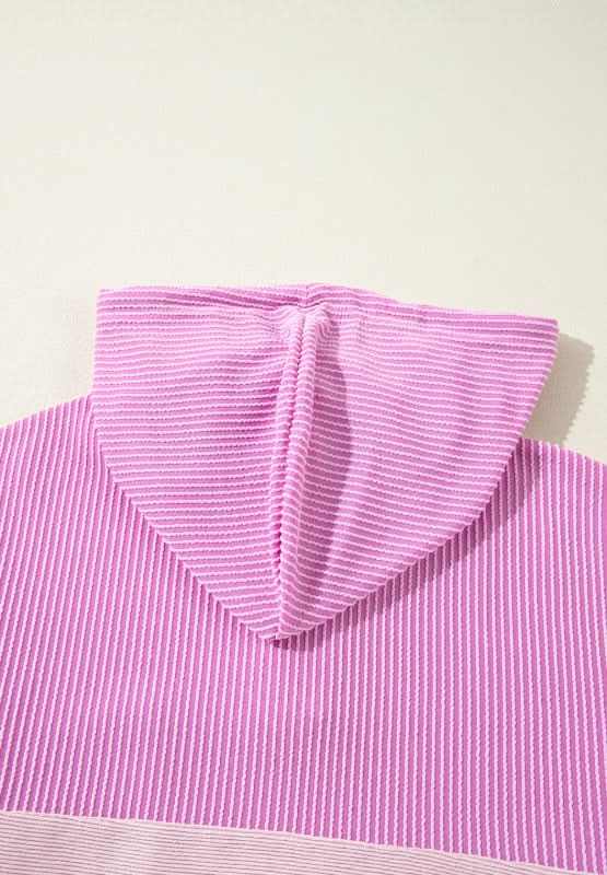 Corded Color Block Drawstring Hoodie - Love Salve 