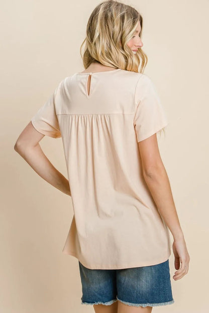 Cotton Bleu by Nu Label Eyelet Round Neck Short Sleeve T-Shirt - Love Salve 