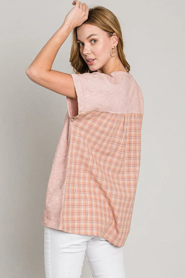 Cotton Bleu by Nu Label Plaid Short Sleeve T-Shirt For Men - Love Salve 