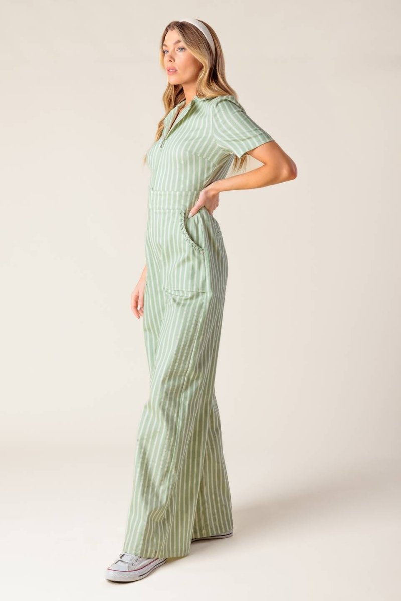 COUNT ME IN OLIVE WOVEN JUMPSUIT - Love Salve