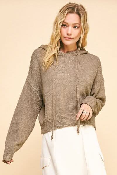 Cozy Drop Shoulder Hooded Sweater by Davi & Dani - Love Salve 