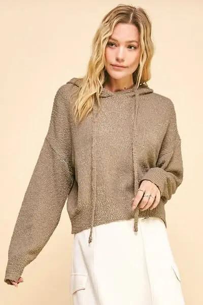 Cozy Drop Shoulder Hooded Sweater by Davi & Dani - Love Salve 