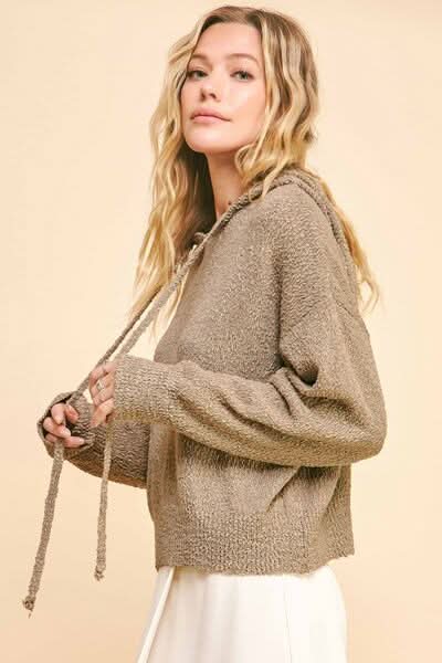 Cozy Drop Shoulder Hooded Sweater by Davi & Dani - Love Salve 
