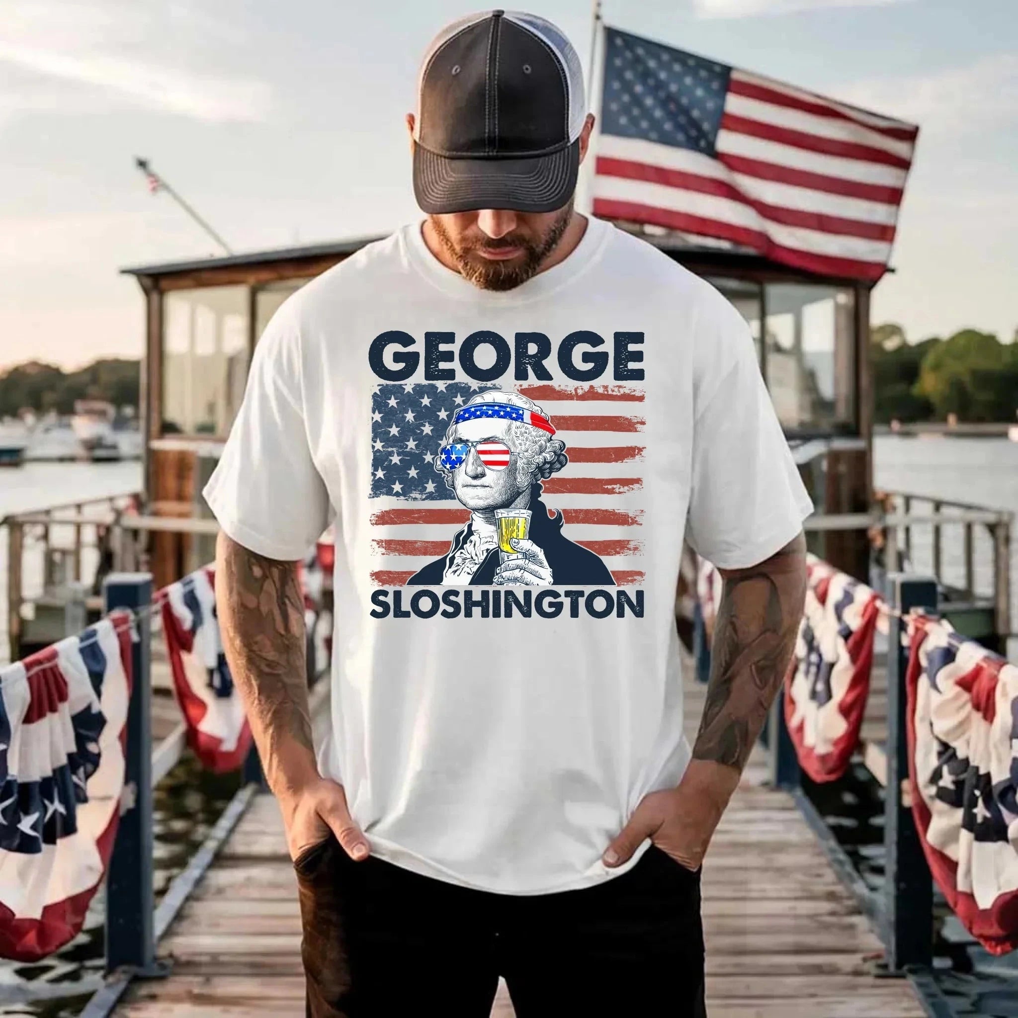 George Sloshington 4th of July Shirt – Washington Drinking Party Tee Adorb.co