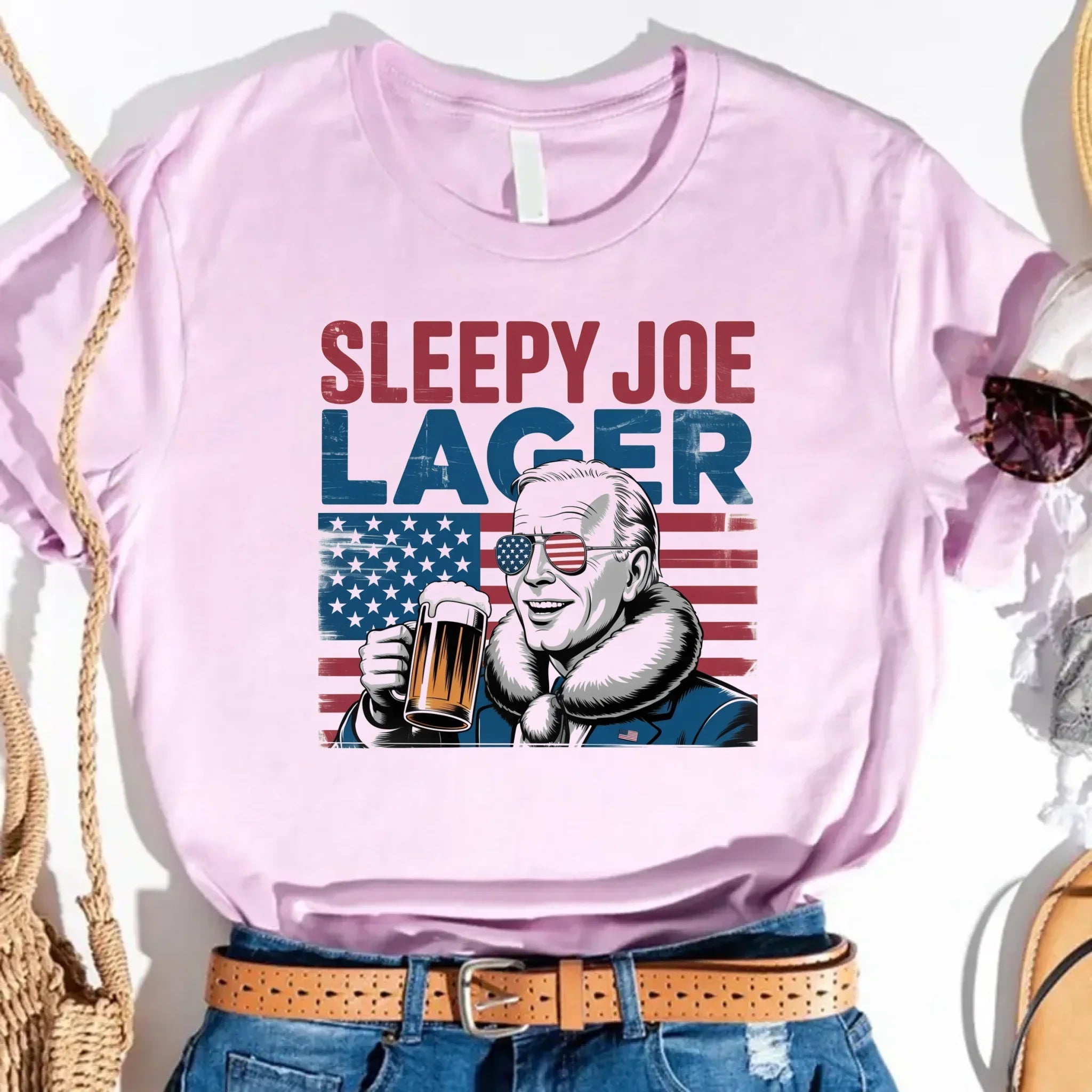 Sleepy Joe Lager 4th of July Shirt – Funny Biden Beer Tee for Independence Day Adorb.co