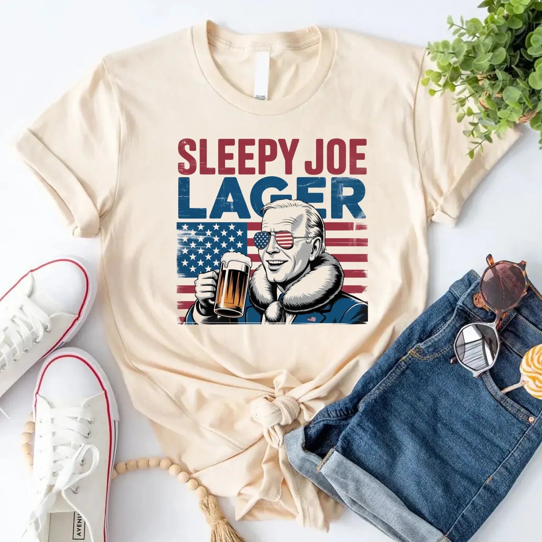 Sleepy Joe Lager 4th of July Shirt – Funny Biden Beer Tee for Independence Day Adorb.co