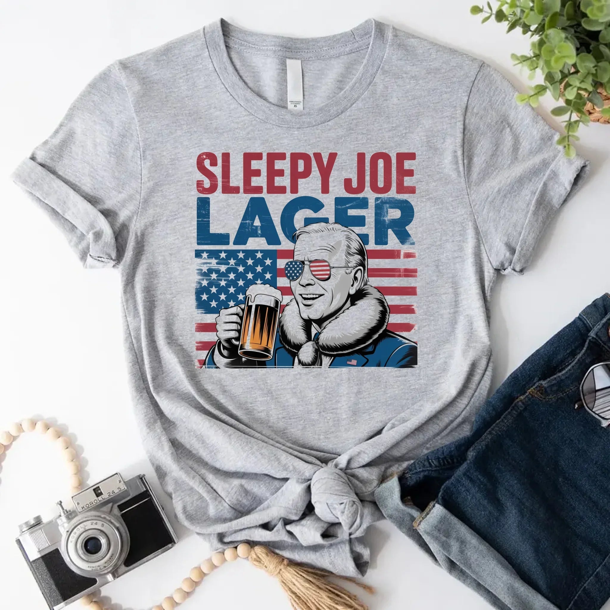 Sleepy Joe Lager 4th of July Shirt – Funny Biden Beer Tee for Independence Day Adorb.co