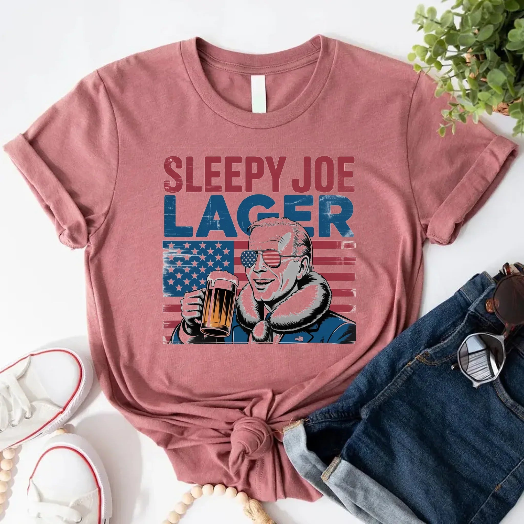 Sleepy Joe Lager 4th of July Shirt – Funny Biden Beer Tee for Independence Day Adorb.co