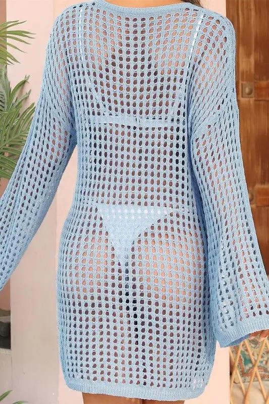 Crochet Side Split Beach Coverups Swimwear Dress for Women - Love Salve 
