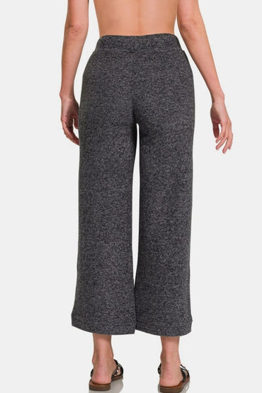 Cropped Hacci Lounge Pants with Drawstring Waist - Love Salve 