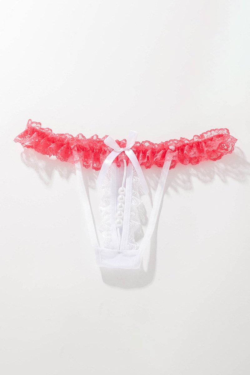 Crotchless ruffle Lace Thong - Love Salve