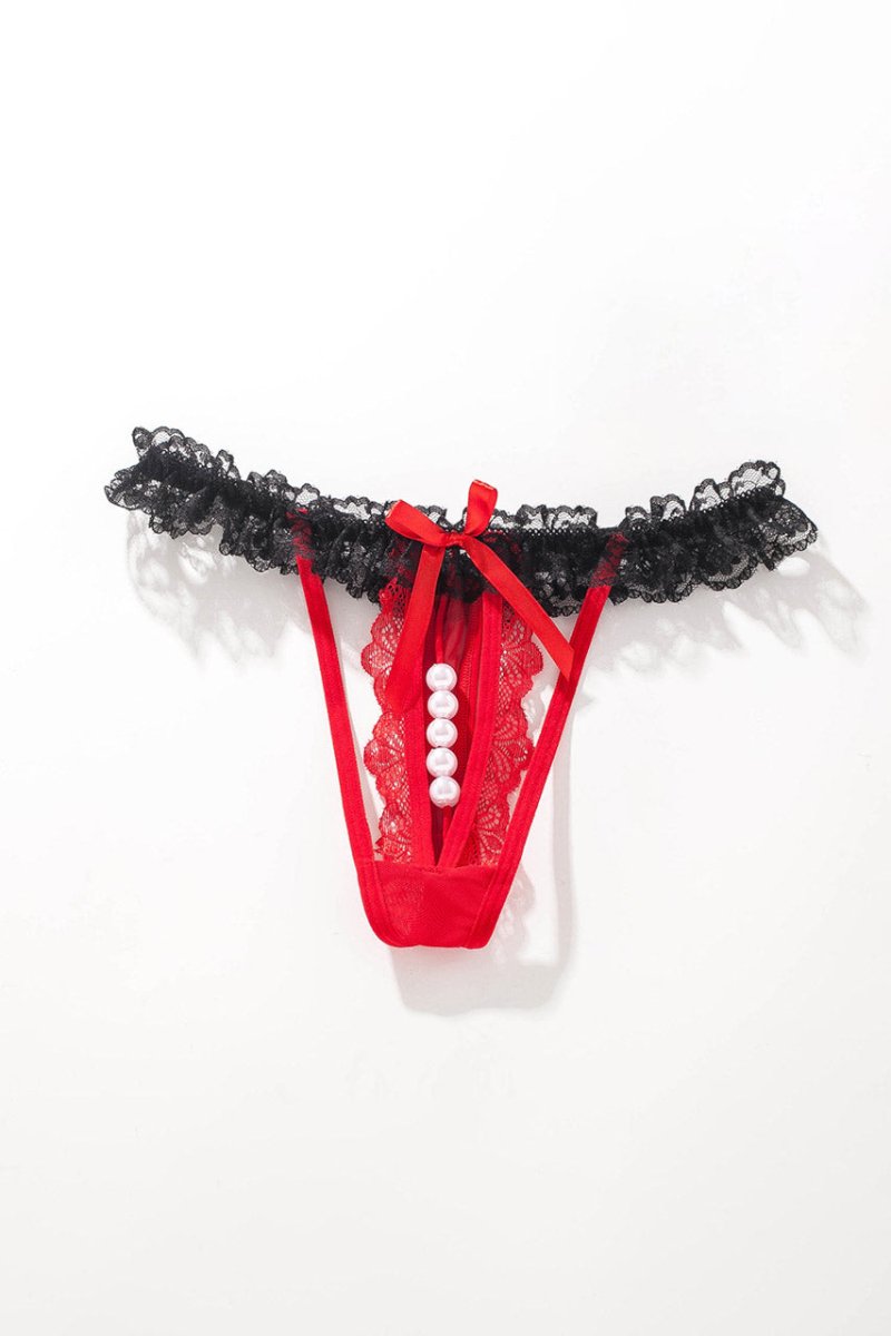 Crotchless ruffle Lace Thong - Love Salve