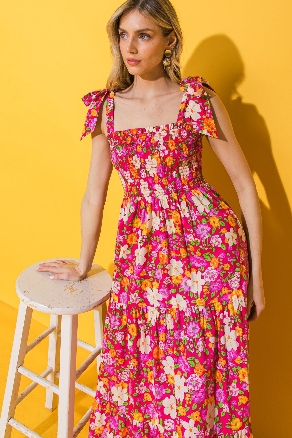 BEAUTIFUL ESSENCE FLORAL WOVEN MAXI DRESS