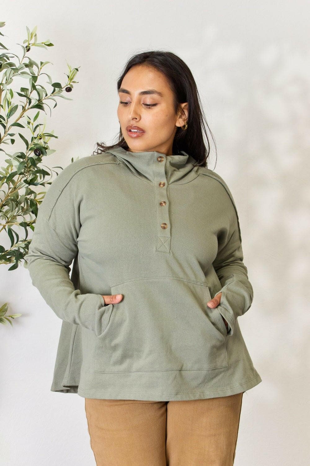 Culture Code Full Size Half Button Hoodie - Love Salve