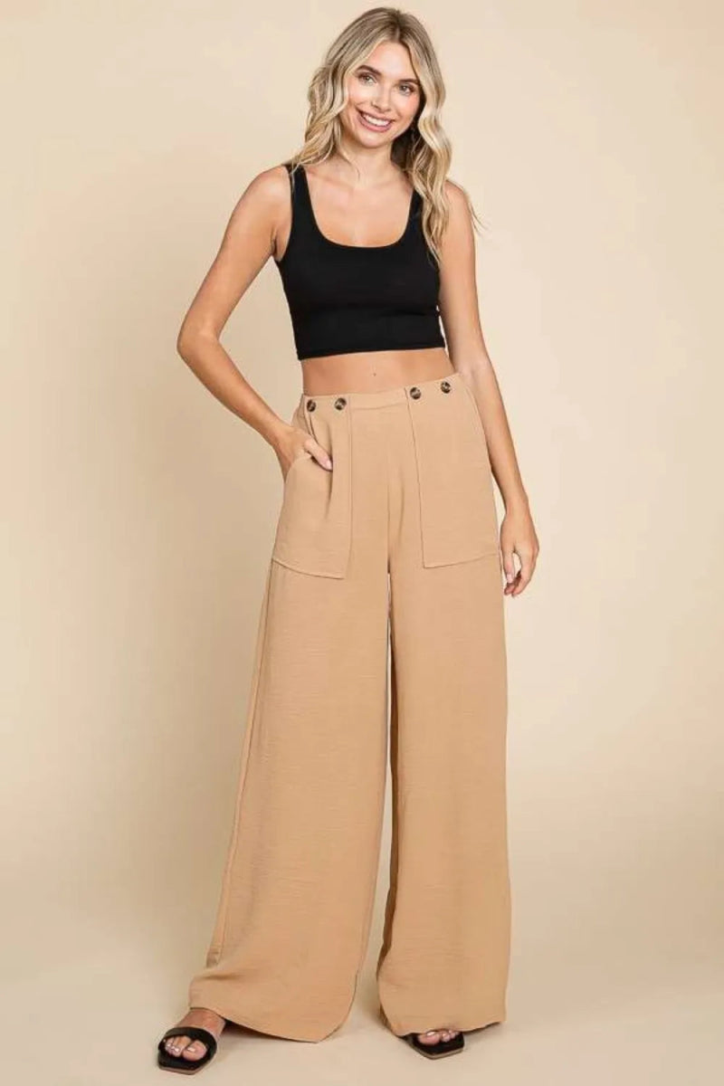 Culture Code Full Size High Waist Wide Leg Cargo Pants - Love Salve 