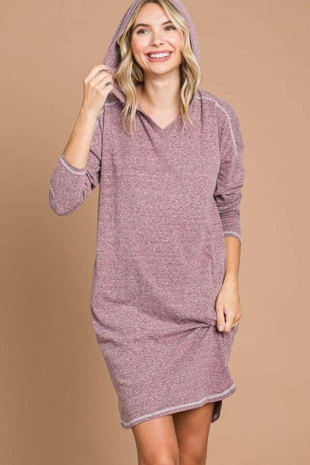 Culture Code Full Size Hooded Long Sleeve Sweater Dress - Love Salve