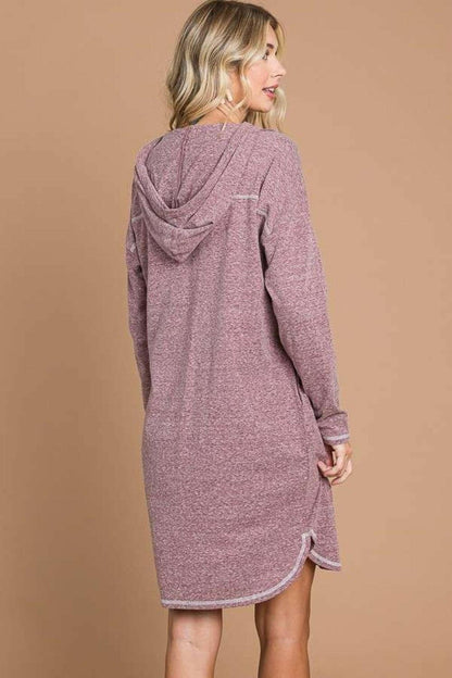 Culture Code Full Size Hooded Long Sleeve Sweater Dress - Love Salve